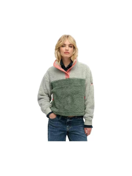 Pulover Superdry cu guler henley gri
