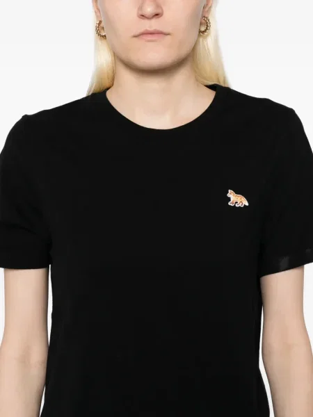 Tricou Maison Kitsune cu broderie negru
