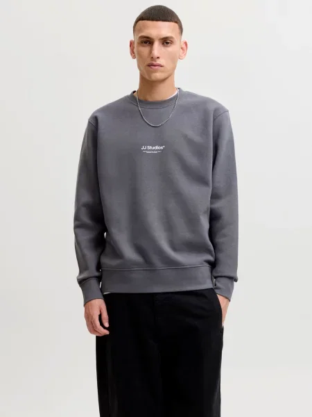 JACK & JONES Mikina JJESOHO sivá / jedľová biela