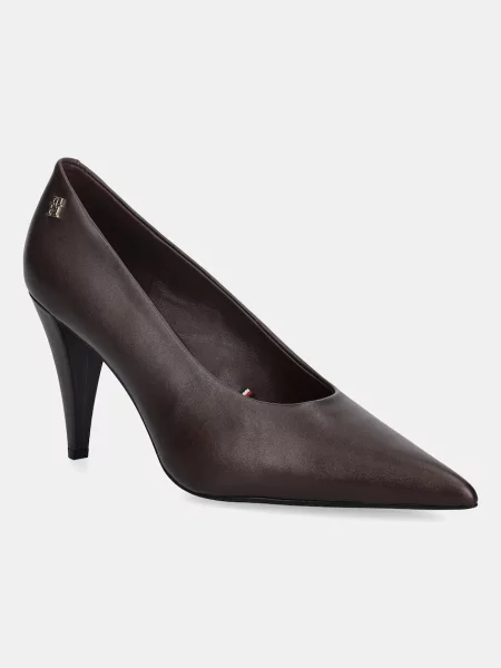 Pantofi cu toc Tommy Hilfiger din piele maro