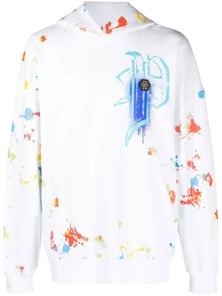 Hanorac cu glugă Philipp Plein alb