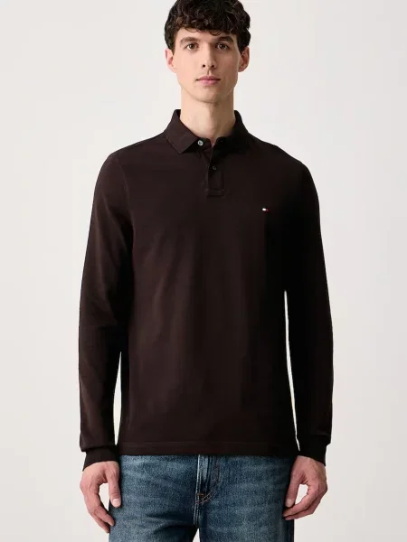Tricou cu mânecă lungă Tommy Hilfiger maro