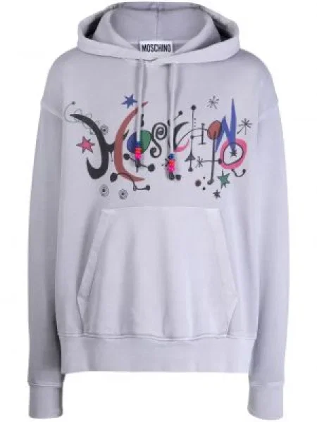 Hanorac cu glugă Moschino cu imagine gri