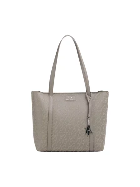 Duża shopperka Armani Exchange skórzana szara