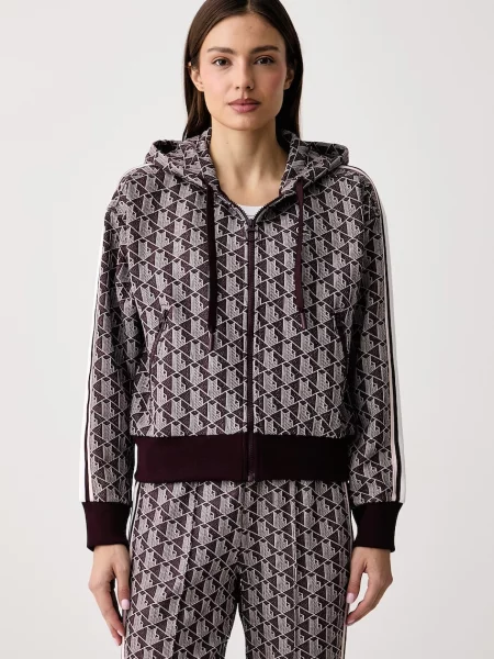 Lacoste bluza rozpinana z kapturem z bawełną fioletowa