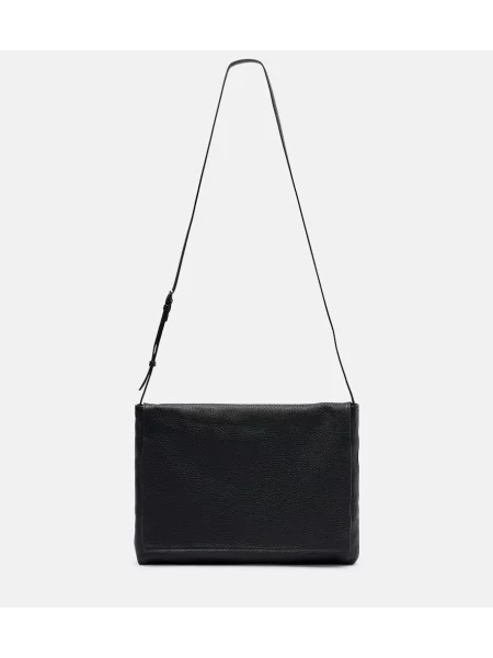 Geantă messenger The Row din piele negru