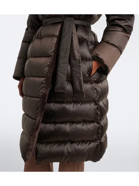 Cu centură palton Max Mara cu glugă maro