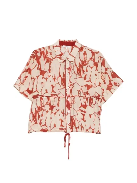 Sznurek ściągający koszula Yerse w kwiatki z nadrukiem