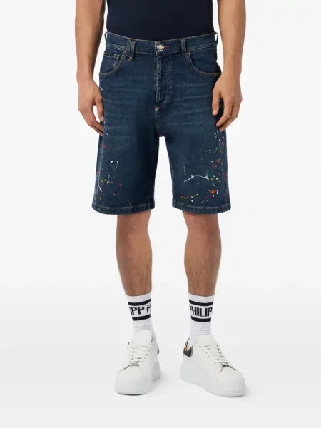 Pantaloni scurți din denim Philipp Plein albastru