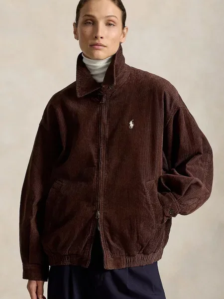 Polo Ralph Lauren jakna za žene s pamukom smeđa