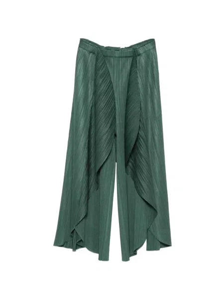 Pantaloni Pleats Please Issey Miyake drapate verde