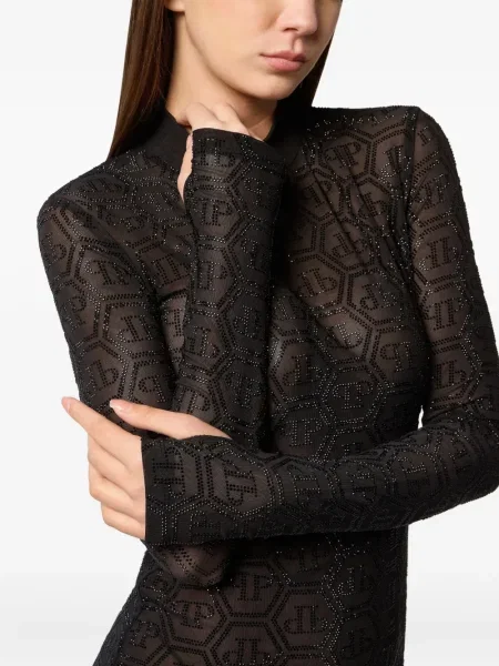 Rochie mini Philipp Plein din tul de costum negru