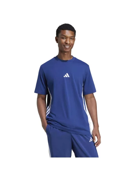 Adidas póló Essentials sötétkék férfi mintás kék