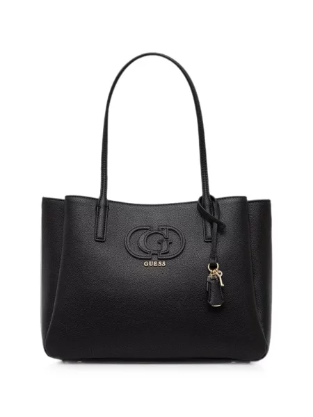 Geantă shopper Guess cu autograf negru