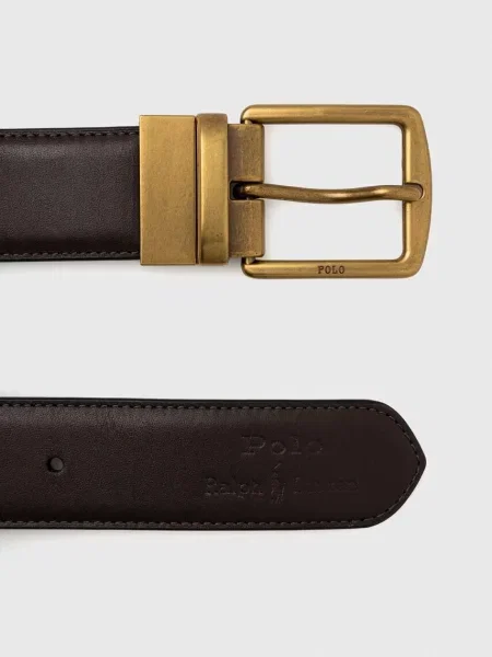 Pásek a kožený držák na karty Polo Ralph Lauren hnědá