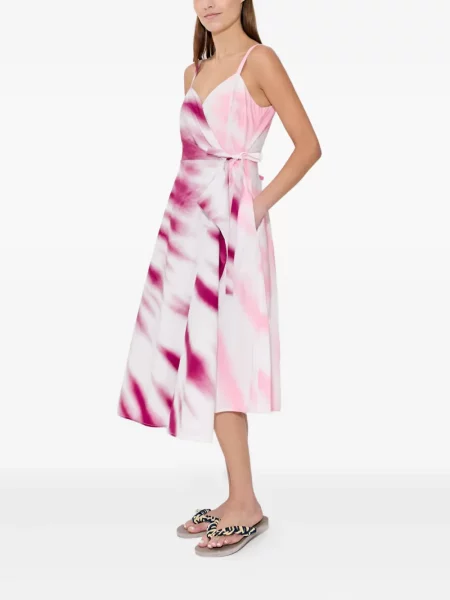 Костюм миди рокля Rosie Assoulin с tie-dye ефект до коляното розово