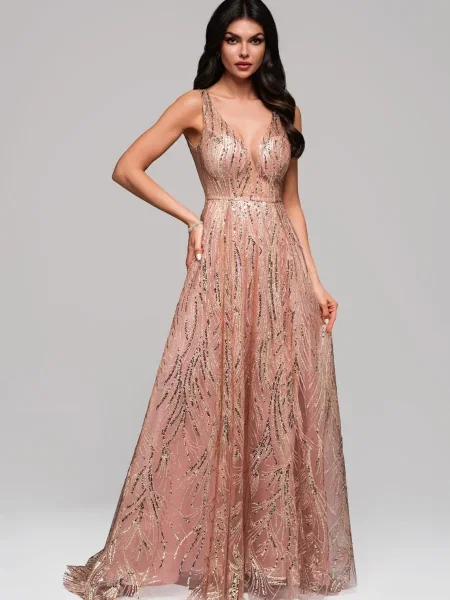 Rochie de seară Edoti de costum portocaliu