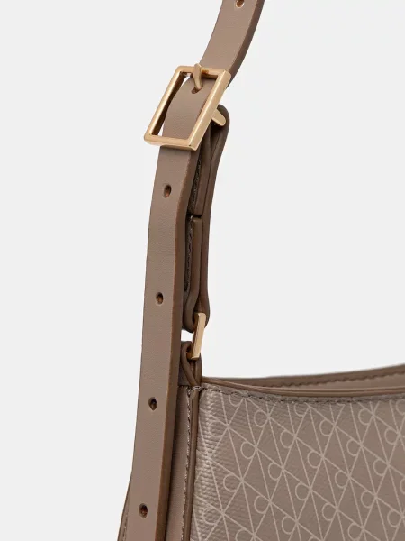 Calvin Klein Táska Emblem Aop Small Shoulder Bag bézs