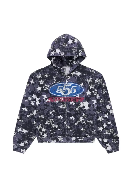 Hanorac cu glugă Sp5der cu imagine cu model camuflaj gri