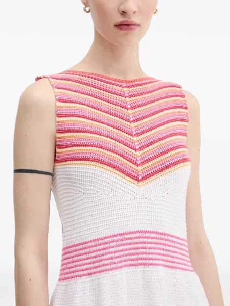 Rochie midi Benetton fără mâneci tricotate alb