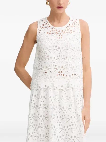 Top Twinset cu broderie alb