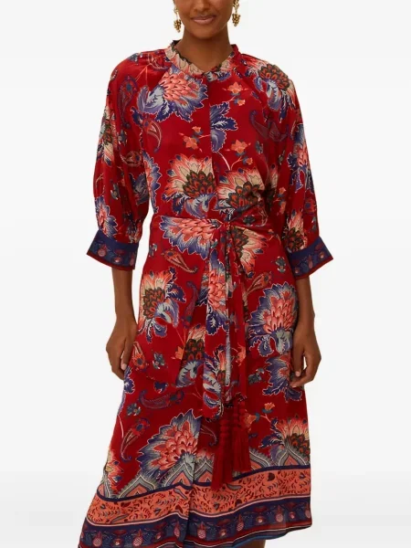 Rochie midi Farm Rio cu model floral până la genunchi de costum roșu