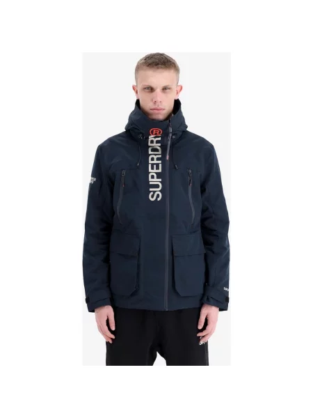 Kurtka Superdry Ultimate Embroidered Windbreaker granatowa z kapturem M niebieska
