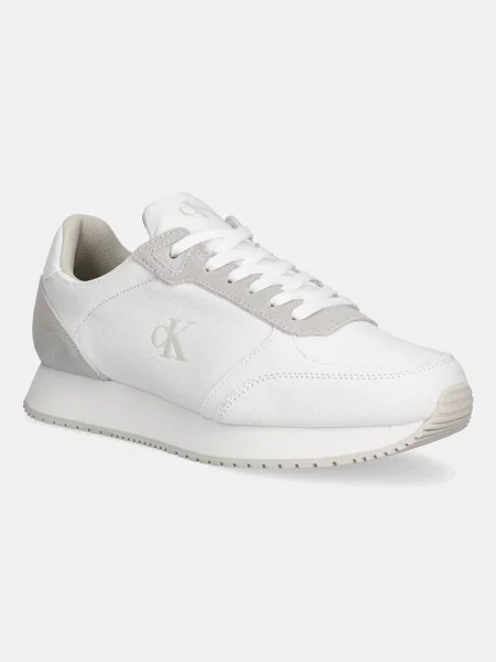 Calvin Klein Jeans Sneakers boty RUNNER SOCK LACEUP MG CANVAS bílé