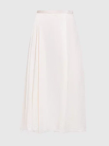 Спідниця міді з бамбуком та льоном Marc Le Bihan бежева