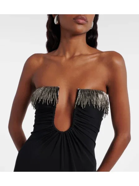 Rochie maxi Christopher Esber din jerseu de costum negru