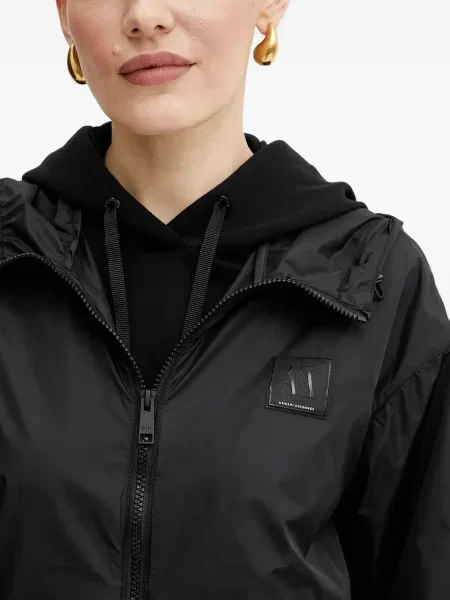 Geacă Armani Exchange cu glugă cu autograf negru