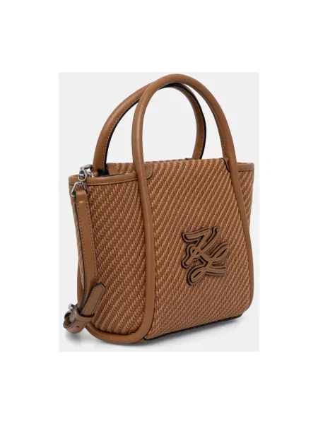 Karl Lagerfeld torebka crossbody pleciona K/AUTOGRAPH brązowa