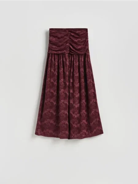 Reserved Fustă midi din dantelă maro