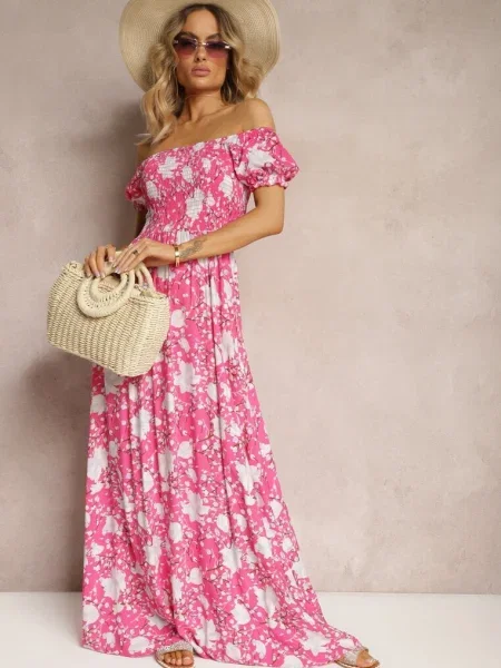 Rochie cu flori Eliseria roz