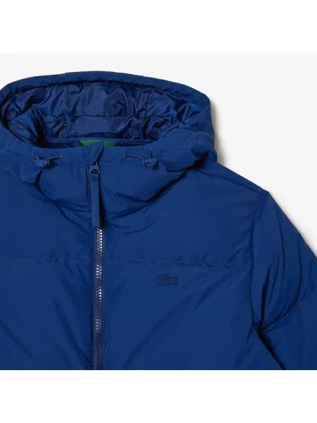 Lacoste Pikowana Wodoodporna Krótka Kurtka niebieska