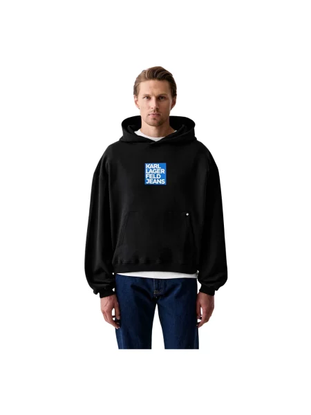 Bluza z kapturem Karl Lagerfeld z logo czarna