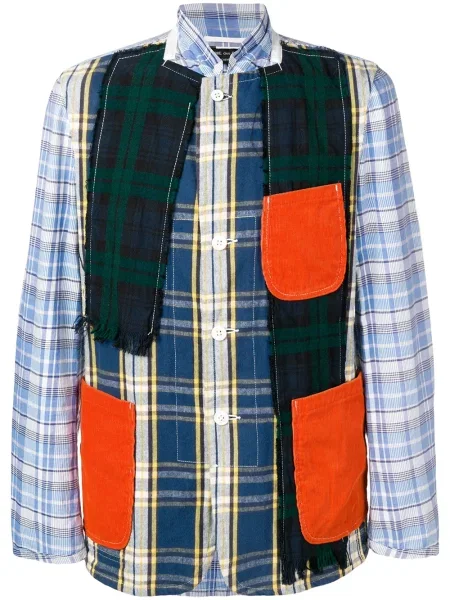 Kostkovaná bunda Comme Des Garçons Pre-owned modrá