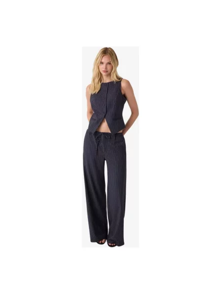 Guess Jeans spodnie wide leg niebieskie