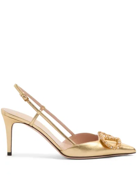 Pantofi cu toc Valentino Garavani slingback auriu