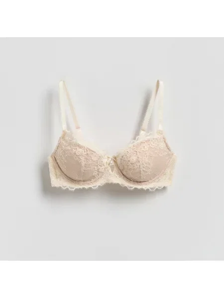Reserved Krajková push up podprsenka krémová