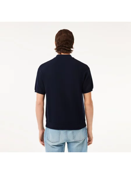 Lacoste Koszulka Polo Z Organicznej Bawełny Z Kołnierzykiem granatowa