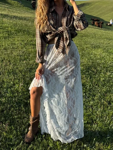 Спідниця максі Milirud віскоза/поліестер білий