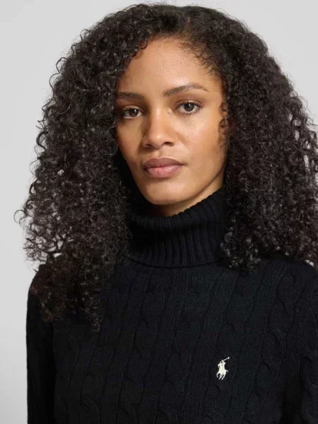 Polo Ralph Lauren sweter wełniany lekki z golfem czarny