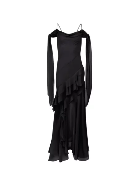 Rochie Nina Ricci de mătase cu volane negru