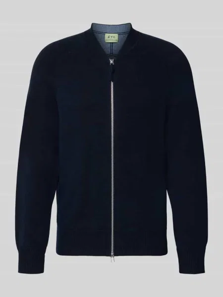 Kardigan rozpinany o kroju regular fit z mieszanki bawełny z dodatkiem kaszmiru Ftc Cashmere granatowy