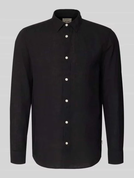 Koszula casualowa o kroju slim fit z mieszanki bawełny i lnu model CAIDENLS SOLID' Only & Sons czarna