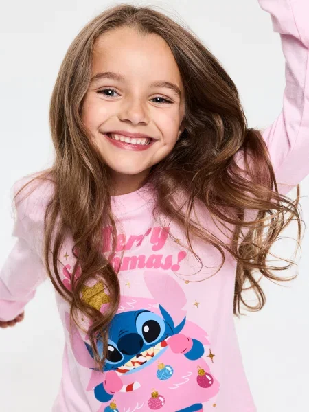 Sinsay Vánoční pyžamo se svítícím ve tmě potiskem Stitch růžová