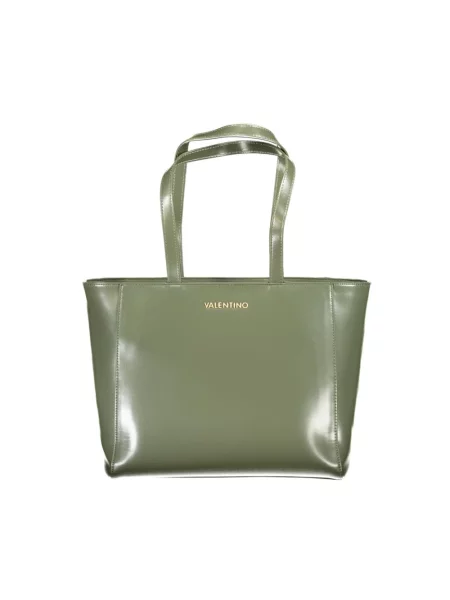 Lniana shopperka Valentino By Mario Valentino zielona