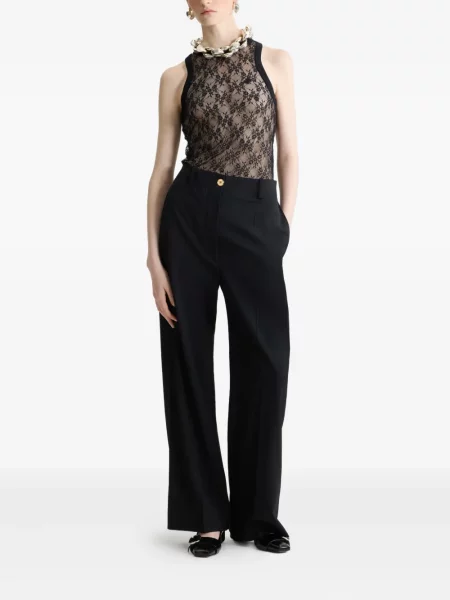 Top Patou cu model floral din dantelă negru