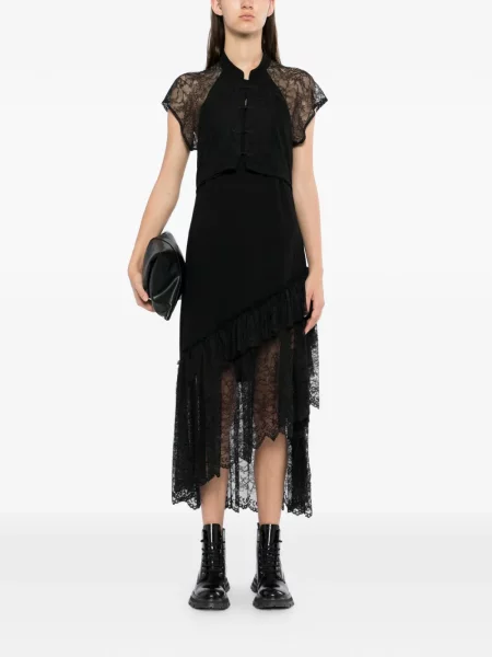 Rochie Limi Feu cu volane din dantelă negru